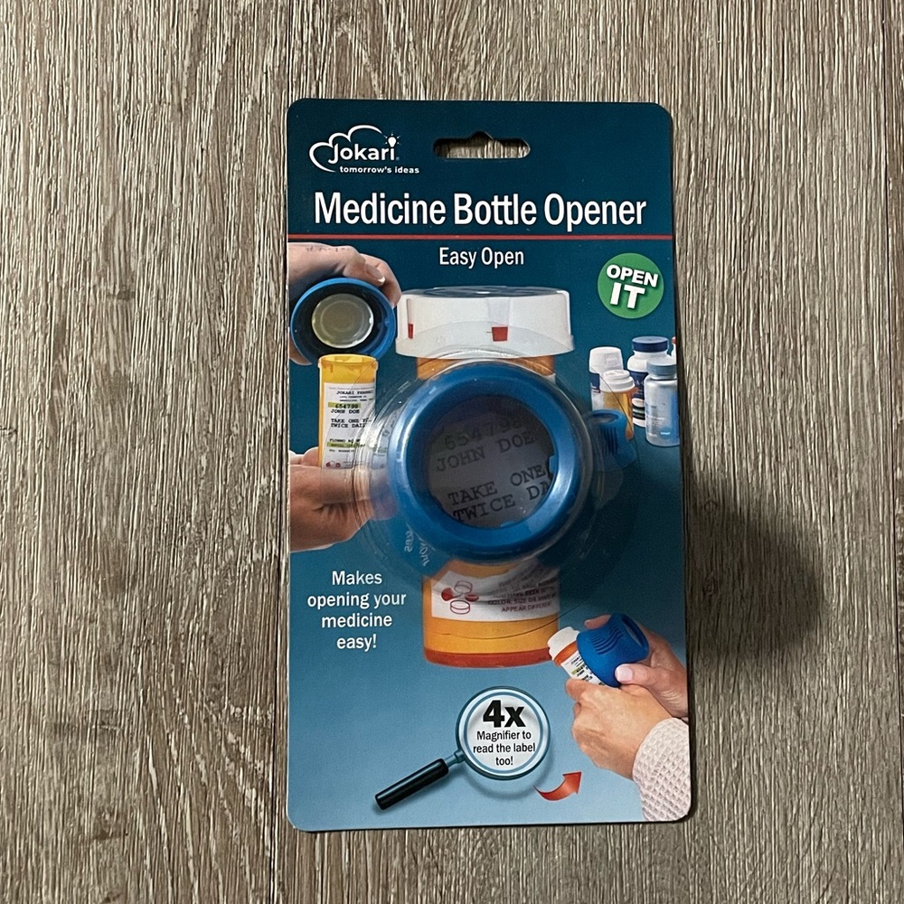 NWOT “Jokari” Easy Open Medicine Bottle Opener with 4X Magnifier to read labels